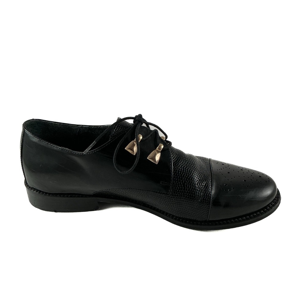 Jonak Paris Black Leather Studded Oxfords - Womens 38 (US 7–7.5) - Picture 4 of 10
